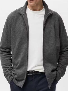 Mango Men's Gray Zip-Up Sweater Jacket REGULAR-FIT ZIP-UP HOODIE 2888